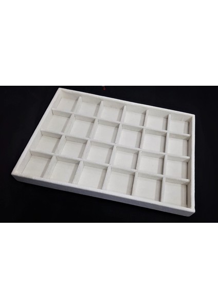 Yerli Süet Krem 24 Bölmeli Kolye Ucu Servis Tablası (Aydındecor)