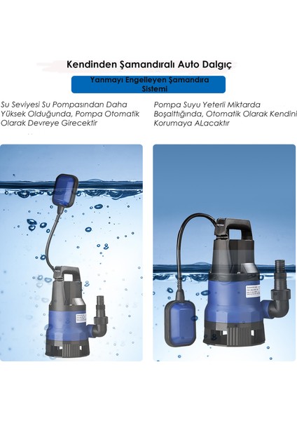 QSB550 550W Plastik Gövdeli Kirli ve Temiz Su Dalgıç Pompa Seti Şamandıralı Otomatik Paket