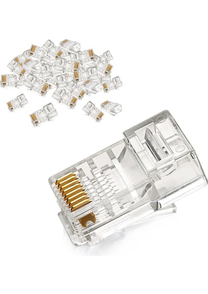 RJ45 Cat 5 Konnektör 100 Adet 8P8C Ethernet Jakı RJ45 CAT5E Cat5 Konnektör Ethernet Kablo Sıkma Uç RJ45 Fiş