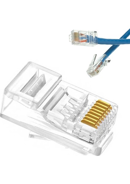 RJ45 Cat 5 Konnektör 100 Adet 8P8C Ethernet Jakı RJ45 CAT5E Cat5 Konnektör Ethernet Kablo Sıkma Uç RJ45 Fiş