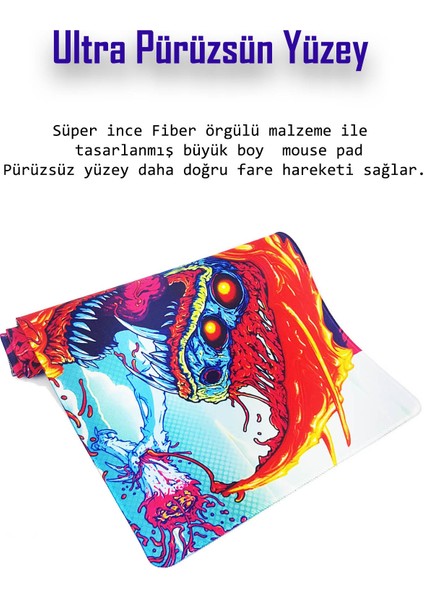 Mouse Pad Büyük Boy Renkli Gaming Oyuncu Xxl 90X40 Hyper Beast