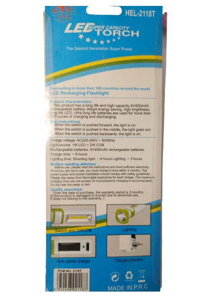 Güneş Enerjili Kirgil Hel 2118-T 1W Led+ 2W Cobled Şarjlı El Feneri fırsatları