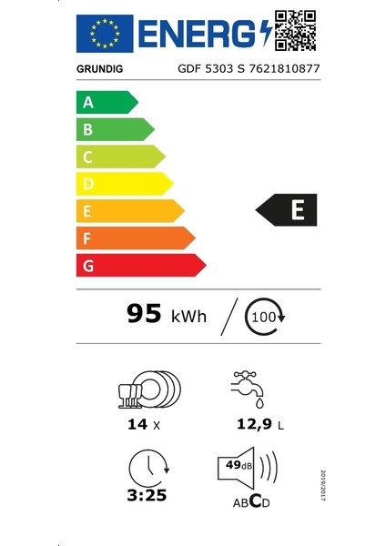 GDF 5303 S E 5 Program (14 Kişilik) Bulaşık Makinesi