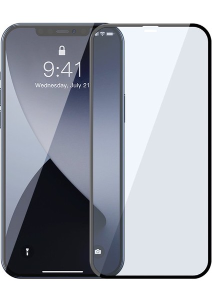 Apple iPhone 12 Pro Max 6.7" Tam Kaplar Anti Blue Light Temperli Siyah Çerçeveli Ekran Koruyucu Cam 0,3 mm (2 Adet)