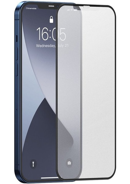Apple iPhone 12 Pro Max 6.7" Tam Kaplar Buzlu Temperli Siyah Çerçeveli Mat Ekran Koruyucu Cam 0,25 mm (2 Adet)
