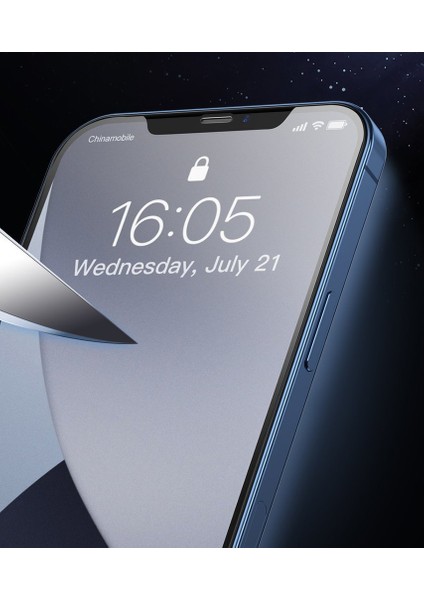 Apple iPhone 12 Pro Max 6.7" Tam Kaplar Buzlu Temperli Siyah Çerçeveli Mat Ekran Koruyucu Cam 0,25 mm (2 Adet)