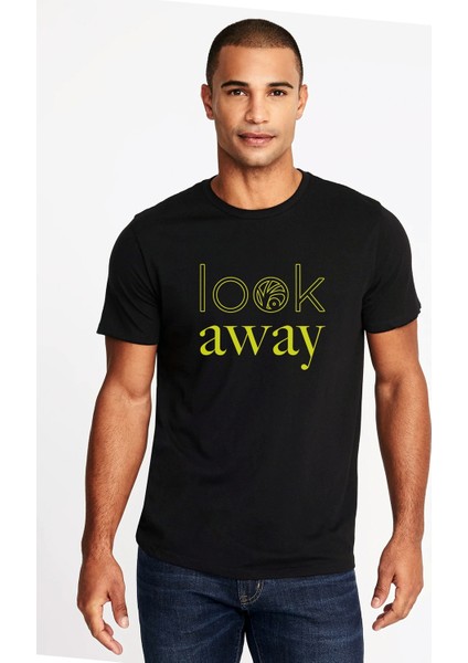 A Series Of Unfortunate Events Look Away Yazi Baskılı Siyah Erkek Örme Tişört