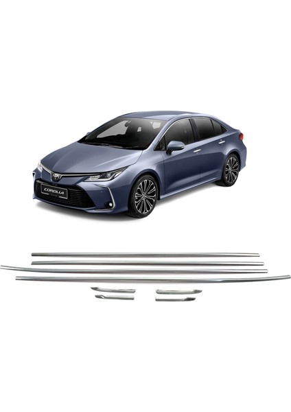 Toyota Corolla Krom Cam Çıtası 8 Parça 2019-2021