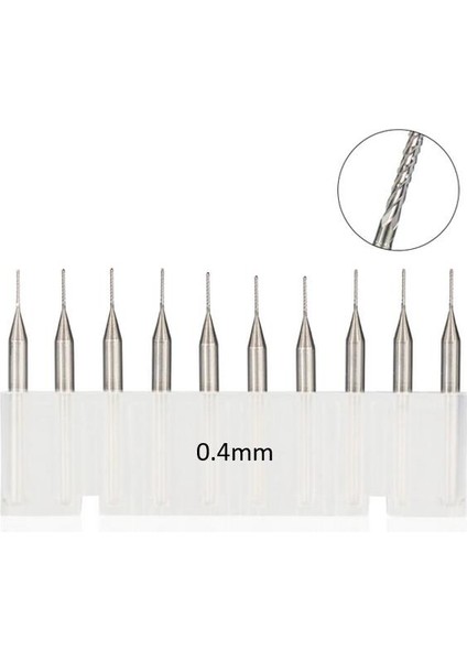 Tungsten Karbür Pcb Kesme Cnc Freze Ahşap Işleme 0.4mm 10 Adet