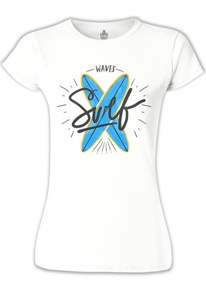 Waves Sörf Beyaz Bayan Tshirt