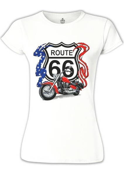 Route 66 Beyaz Bayan Tshirt