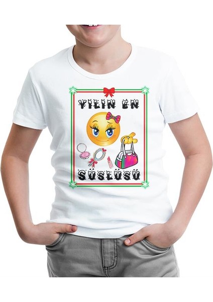 Yılın En Süslüsü Beyaz Çocuk Tshirt
