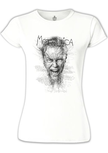 Metallica - Enter Sandman Beyaz Bayan Tshirt
