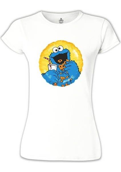 Kurabiye Canavarı Beyaz Bayan Tshirt