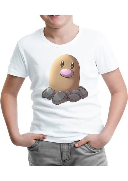 Pokemon Go - Diglett Beyaz Çocuk Tshirt