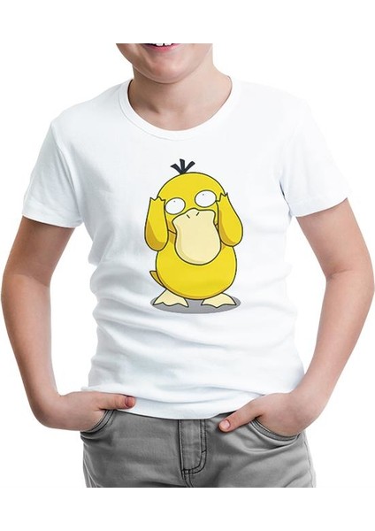 Pokemon - Psyduck Beyaz Çocuk Tshirt