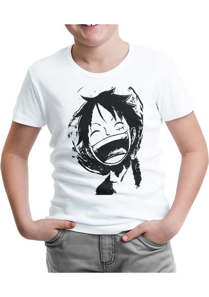One Piece - Luffy Laugh Beyaz Çocuk Tshirt
