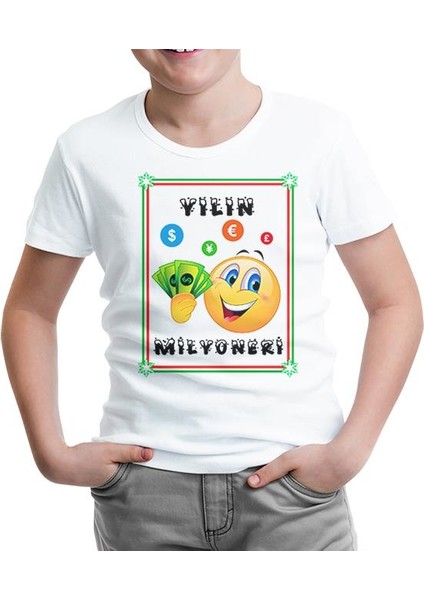 Yılın Milyoneri Beyaz Çocuk Tshirt
