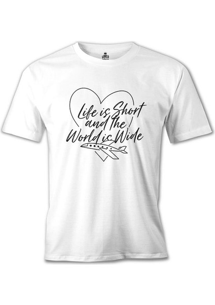 Life Is Short Beyaz Erkek Tshirt