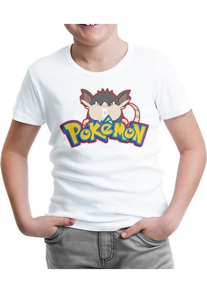 Pokemon Go - Raticate Beyaz Çocuk Tshirt