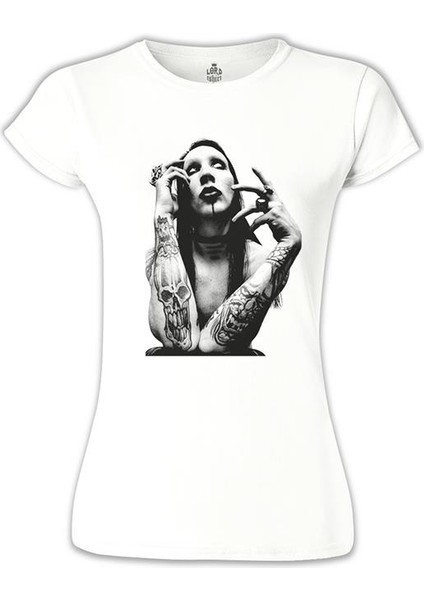 Marilyn Manson Beyaz Bayan Tshirt