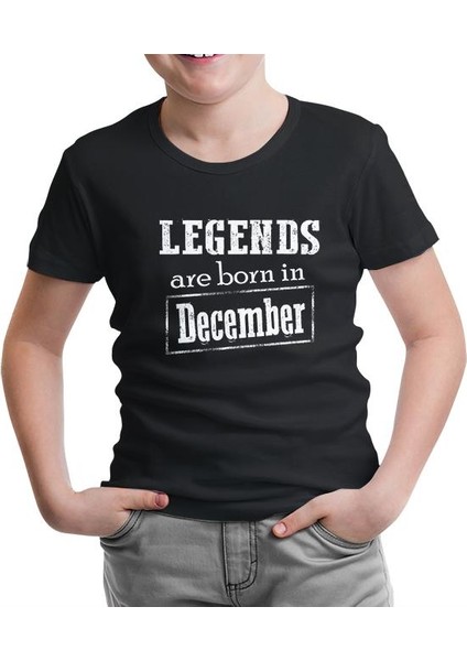 Burç - Born In December Vintage Siyah Çocuk Tshirt
