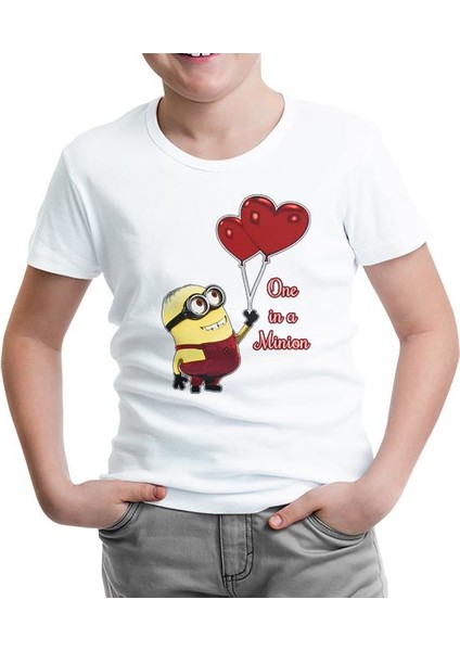 One In A Minion - Hearts Beyaz Çocuk Tshirt