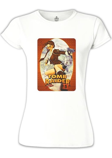 Tobb Raider - Lara Croft Beyaz Bayan Tshirt
