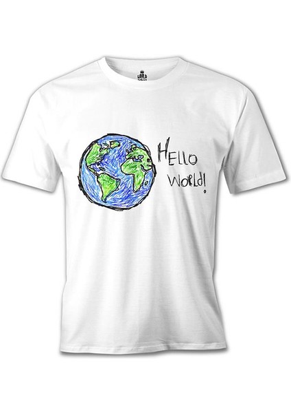 Hello World - Earth Beyaz Erkek Tshirt