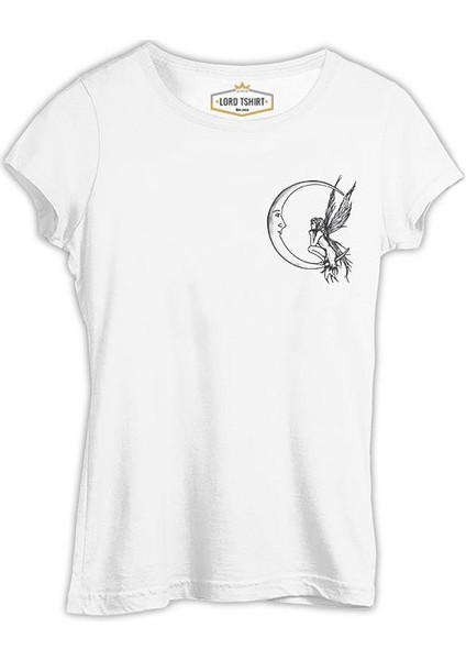 Ay Perisi - Talk With The Moon Beyaz Bayan Tshirt