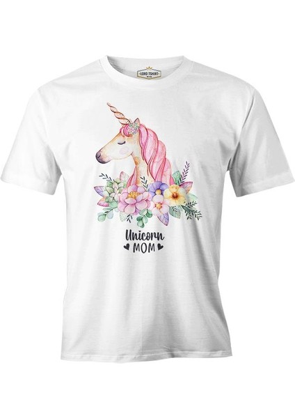 Unicorn Mom Pink Anneler Günü Beyaz Unisex Tshirt