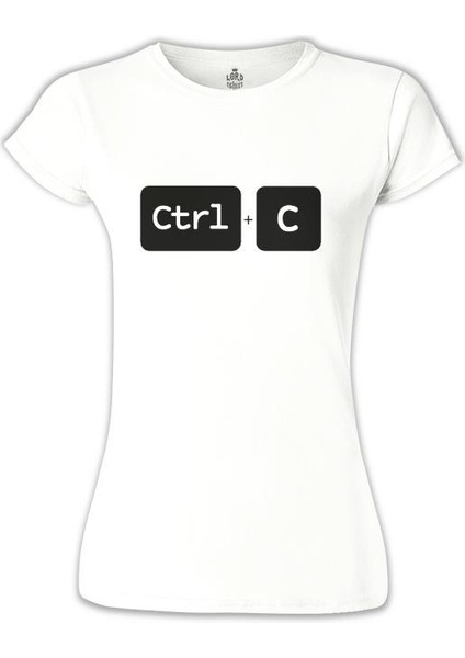 Baba / Anne - Ctrl+C Beyaz Bayan Tshirt