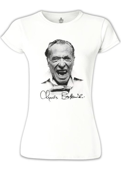 Charles Bukowski Beyaz Bayan Tshirt