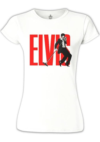Elvis Presley - Rock'n Roll Beyaz Bayan Tshirt