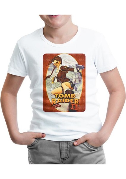 Tomb Raider - Lara Croft Beyaz Çocuk Tshirt