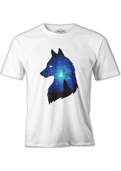Wolfs At Night Beyaz Erkek Tshirt