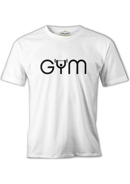 Bodybuilding - Gym With A Bar Beyaz Erkek Tshirt