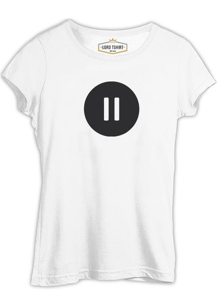 Stop With Circle Beyaz Bayan Tshirt