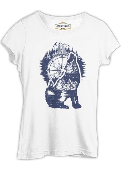 Earth Inside A Wolf Beyaz Bayan Tshirt