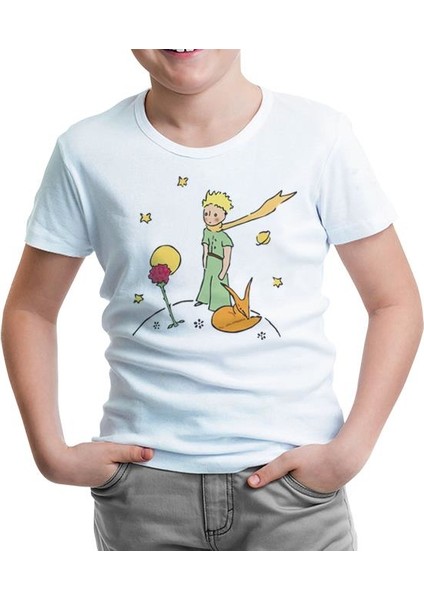 Küçük Prens - Gezegen Beyaz Çocuk Tshirt