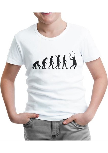 Tenis Player Evolution Beyaz Çocuk Tshirt