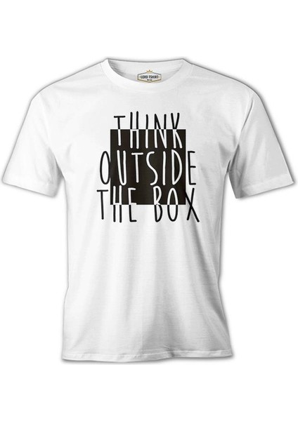Think Outside The Box Beyaz Erkek Tshirt