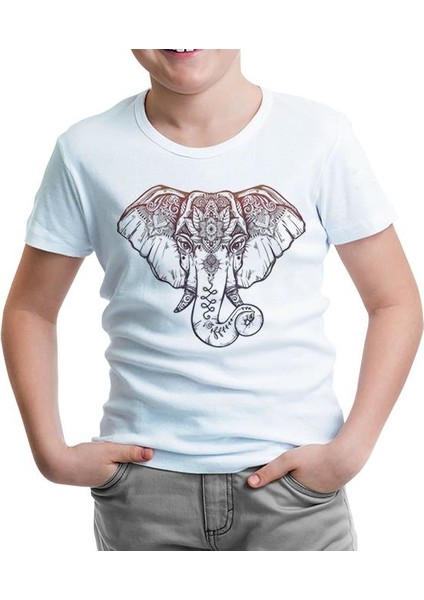 Elephant And Tattoo Beyaz Çocuk Tshirt