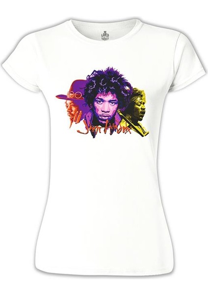 Jimi Hendrix Beyaz Bayan Tshirt