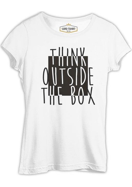 Think Outside The Box Beyaz Bayan Tshirt