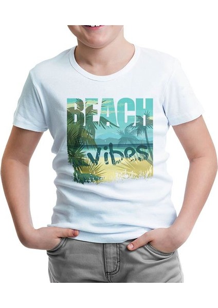 Beach Vibes - Yaz Beyaz Çocuk Tshirt