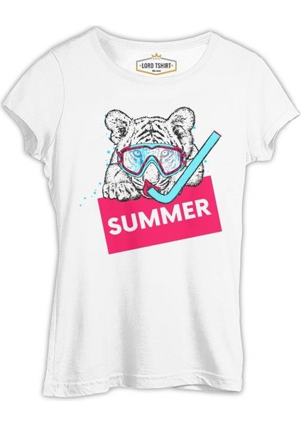 Summer Dive - Kaplan Beyaz Bayan Tshirt