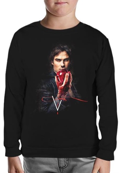 Vampire Diaries - Damon Siyah Çocuk Sweatshirt