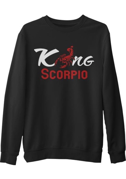 Burç - Scorpio King Siyah Erkek Kalın Sweatshirt