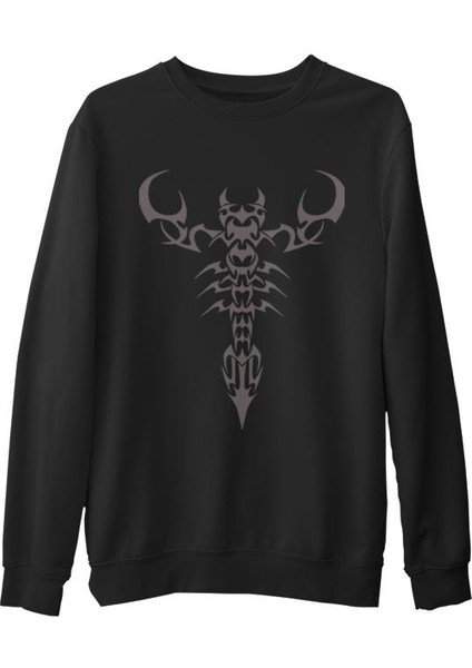 Burç - Scorpio Tatoo Siyah Erkek Kalın Sweatshirt